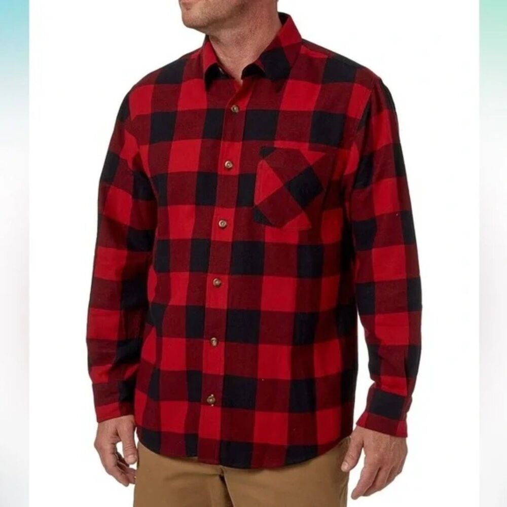 Field & Stream Flannel Shirt Long Slve Plaid Button Front Chest Pocket Mens Smll